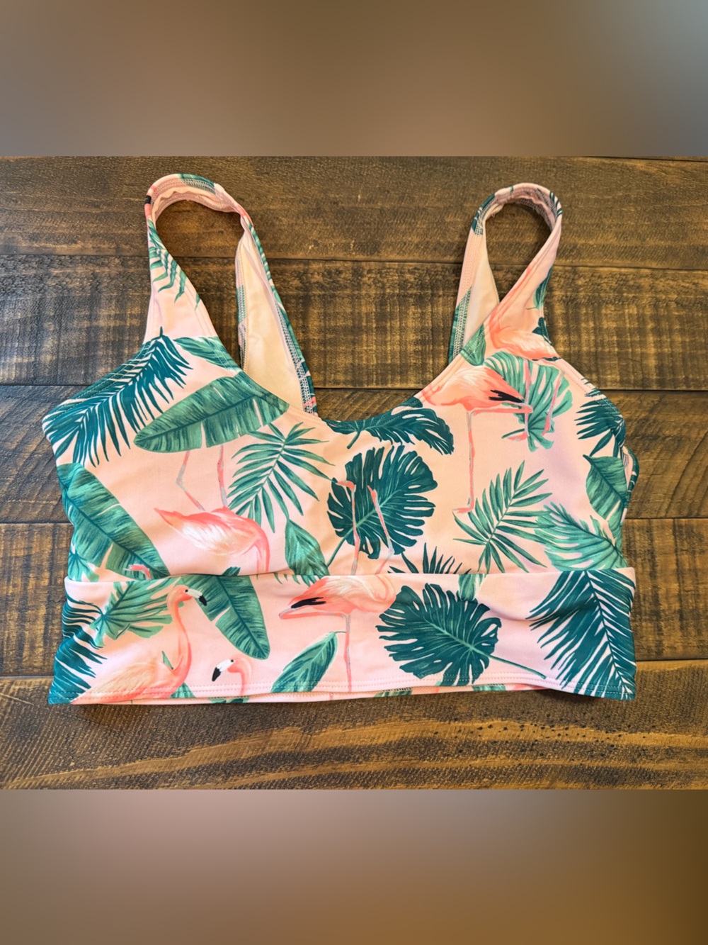 Pink Tropical Flamingo Sports Bra